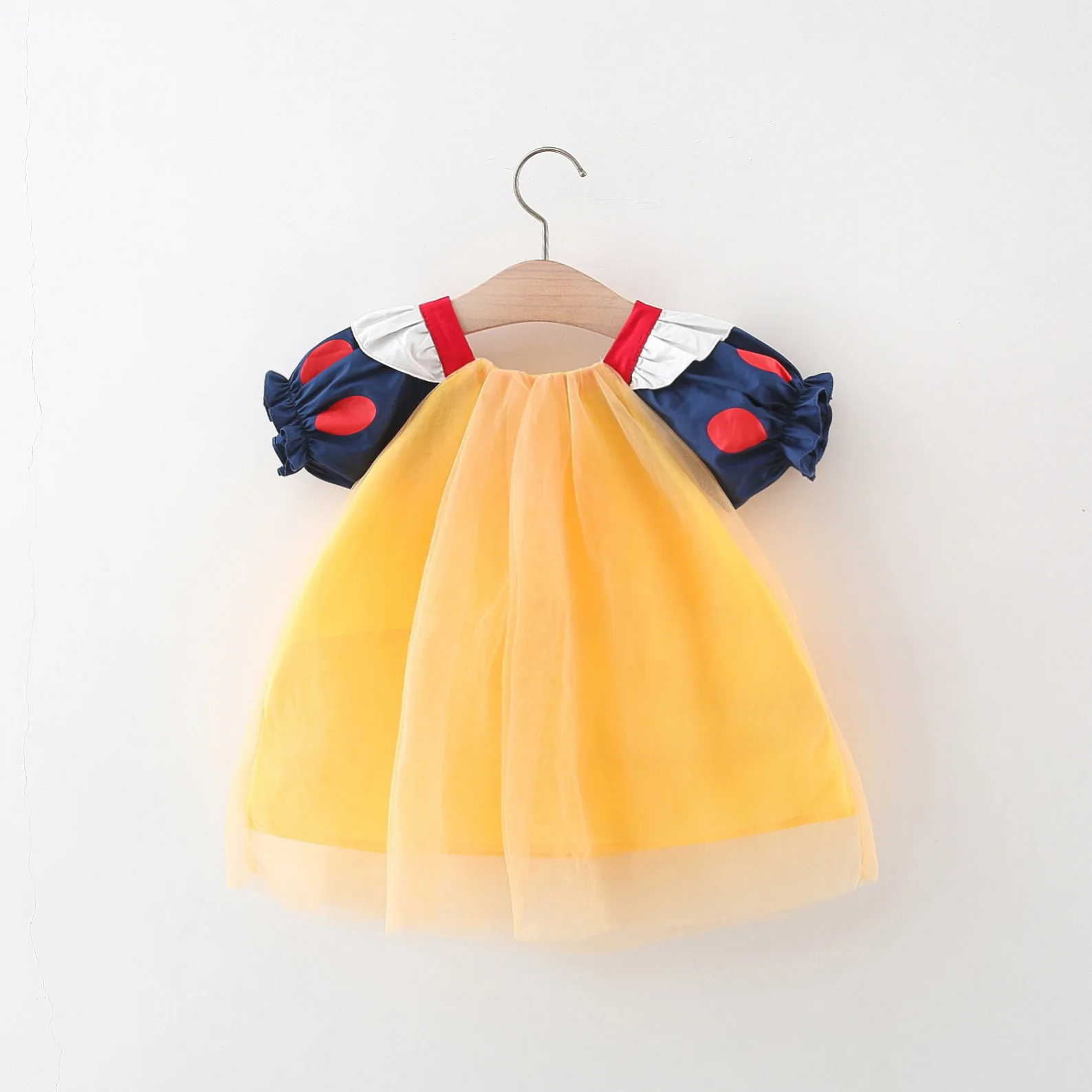 0-3 Y Toddlers Clothing Summer Baby Girls Polka Dot Puff Sleeves Sweet Bow Mesh Tulle Dress Children Thin Fairy Princess Dresses