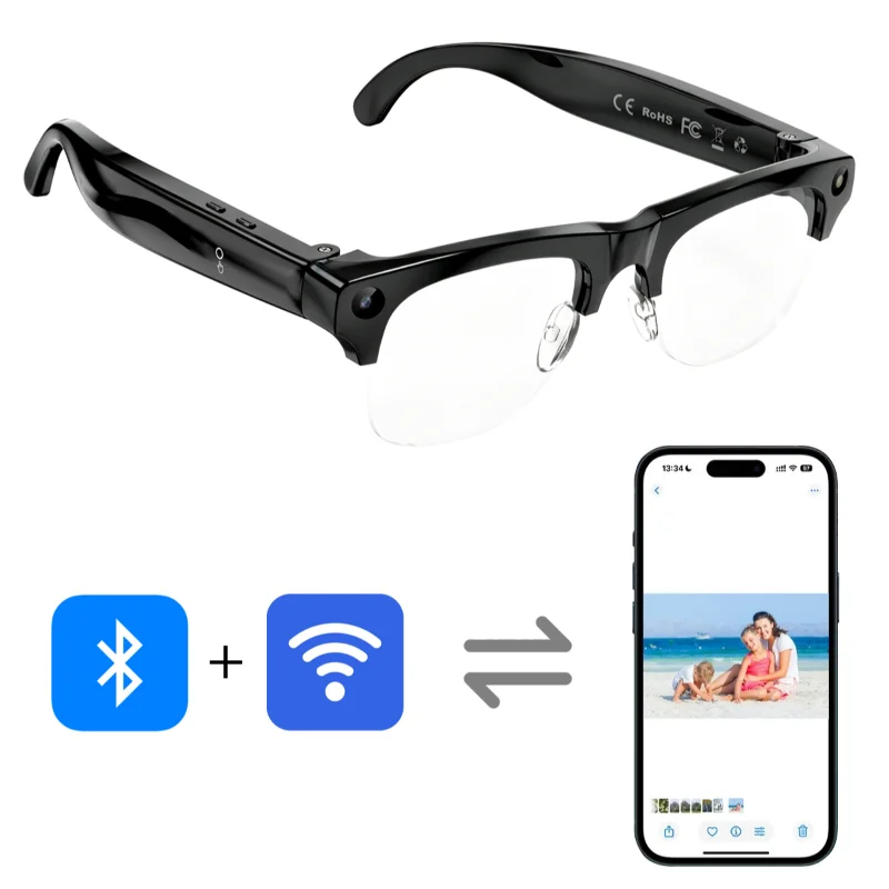 New Half Frame AI Shooting Smart Glasses 8K HD Cam Wireless Bluetooth Calling Translation Object Recognition Sunglasses New image 2