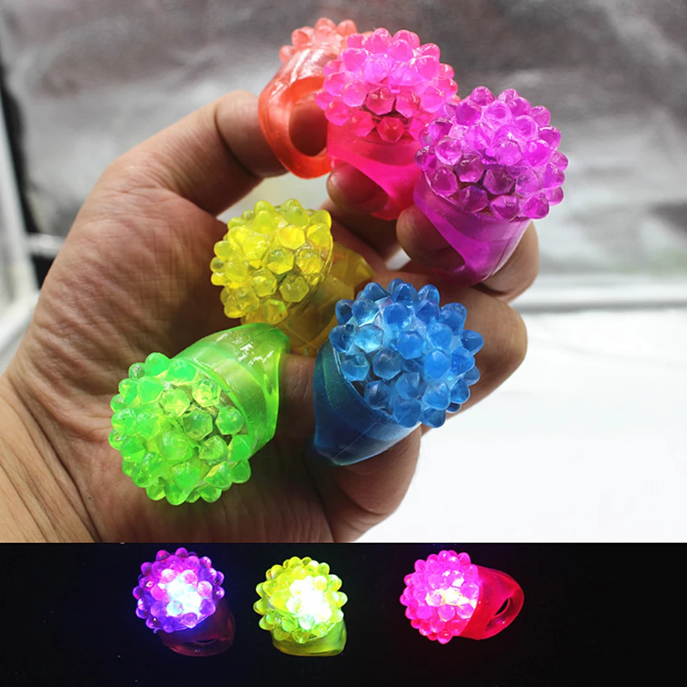 

24 Pcs LED Flashing Rings Kids Birthday Toys Soft TPR Glowing Rings Strawberry Shape cosplay decor safe efficient photograph