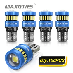 100Pcs W5W 3030 SMD Car T10 LED 194 168 Wedge Replacement Reverse Instrument Panel Lamp White Blue Bulbs For Clearance Lights