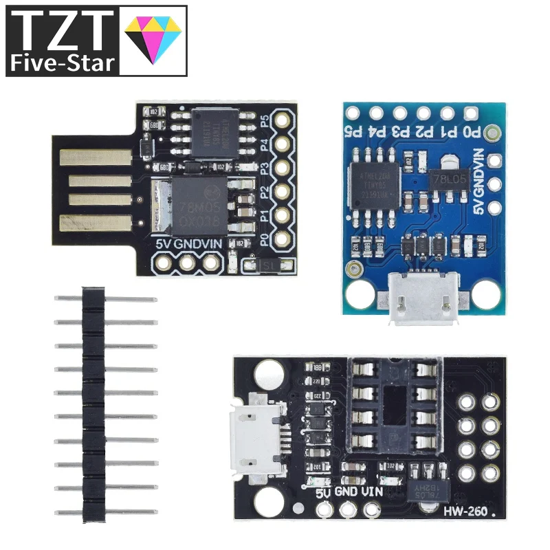 TZT TINY85/ATTINY85 Digispark Kickstarter Micro Development Board ATTINY85 Module for Arduino IIC I2C USB Blue Black