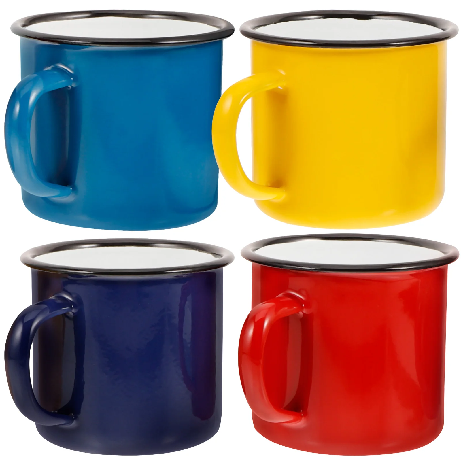

4 Pcs Vintage Enamel Mug Set Office Portable Coffee Reusable Cup Chinese Traditional