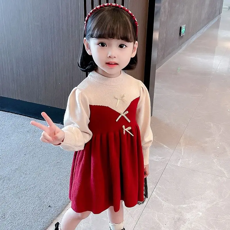 2026 Girls Ribbon Dress Spring Autumn Baby Princess Dress Kids Fashion Clothing Toddler Party Gown