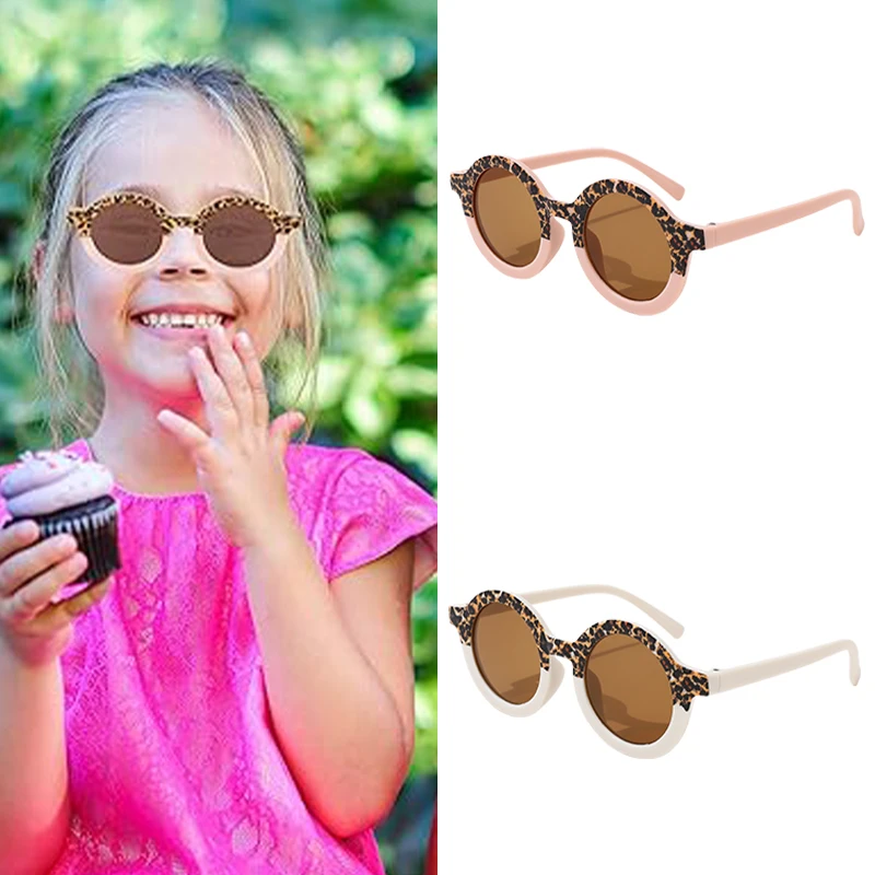 2pcs Multiple round solid color leopard print fashionable glasses