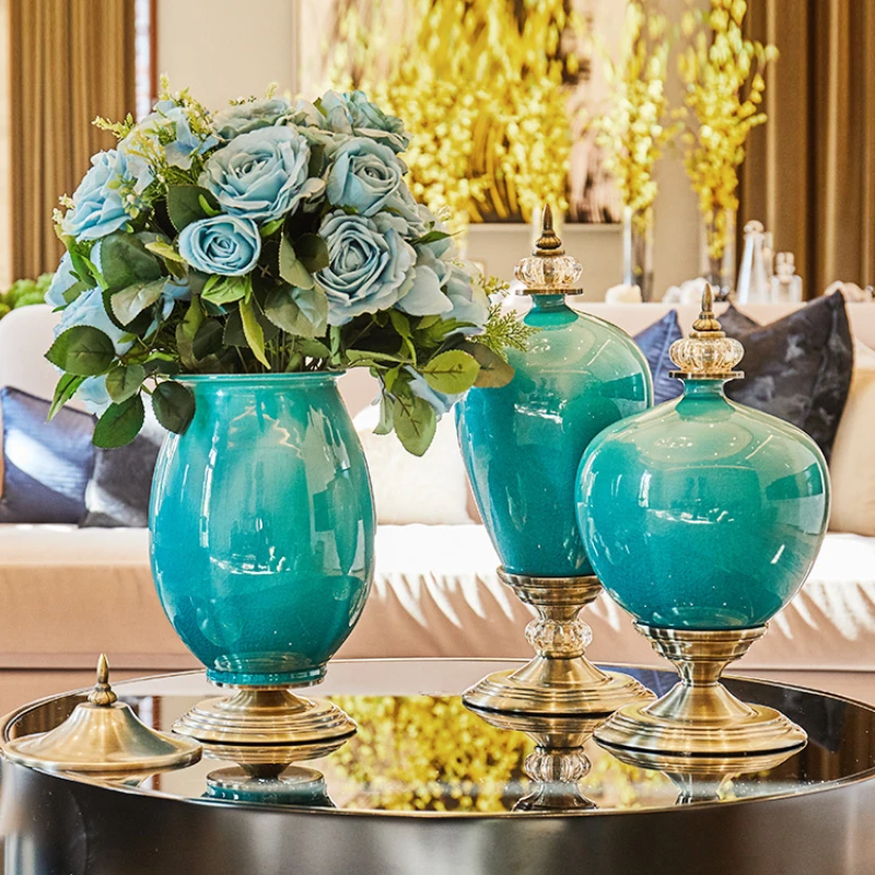 

European vase ornaments living room flower arrangement ceramic model room