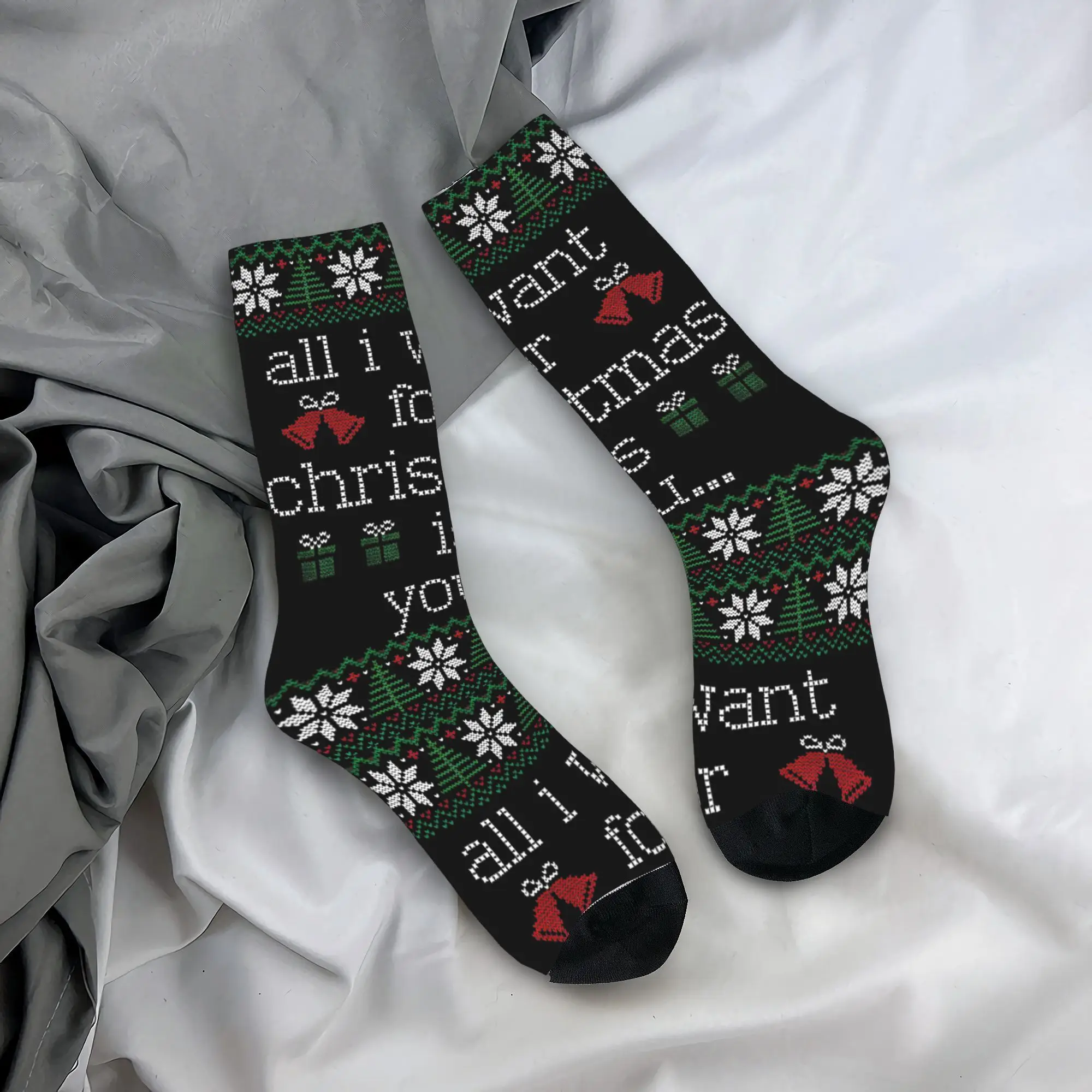 Mariah All I Want for Christmas Is You Careys Autumn Winter Stockings Casual Men's Women's Socks Singer Non-slip Skateboard Sock