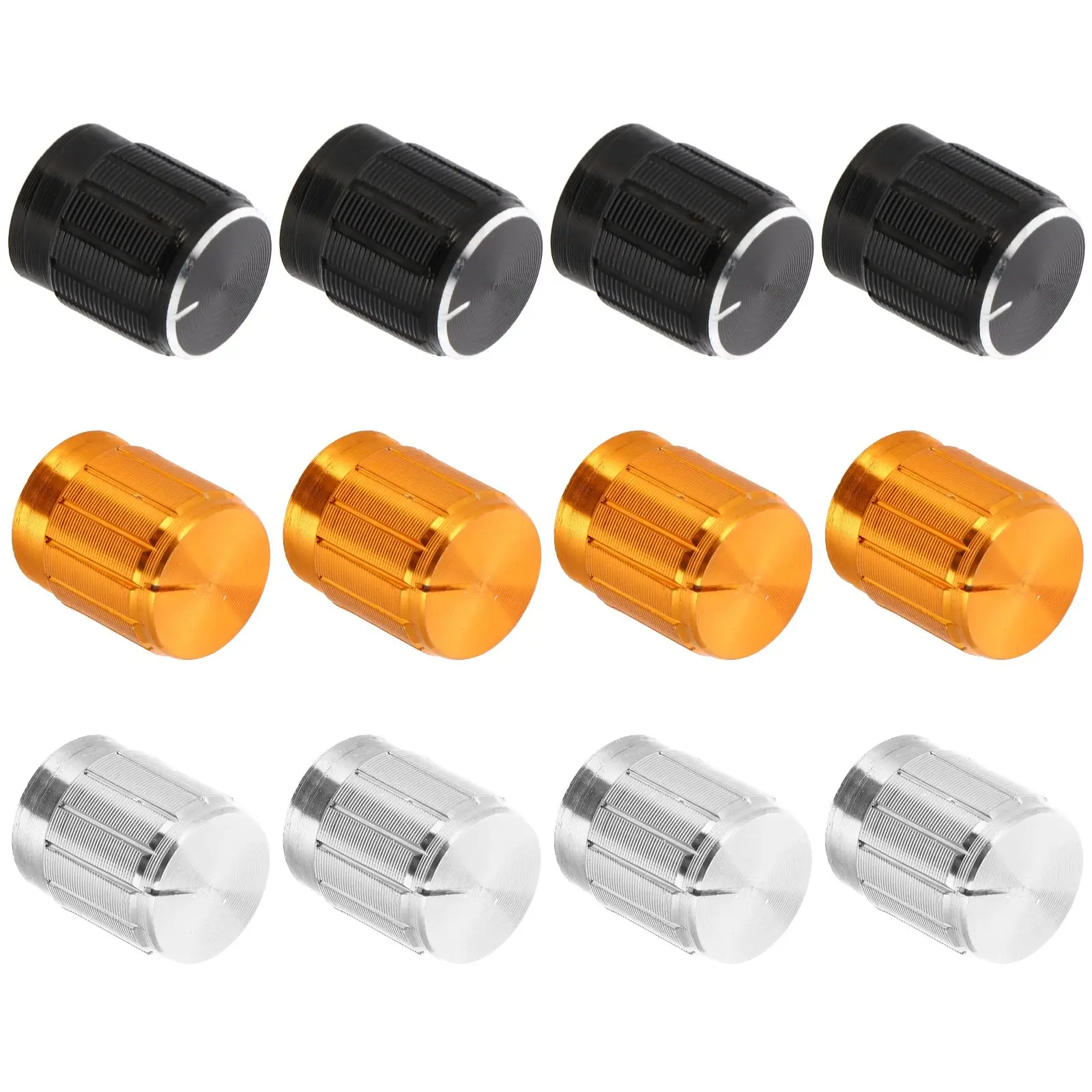 

12 Pcs Knob Volume Control Knobs Aluminum Alloy Replacement Rotary Potentiometer Parts for Stereo Metal Sound Guitar