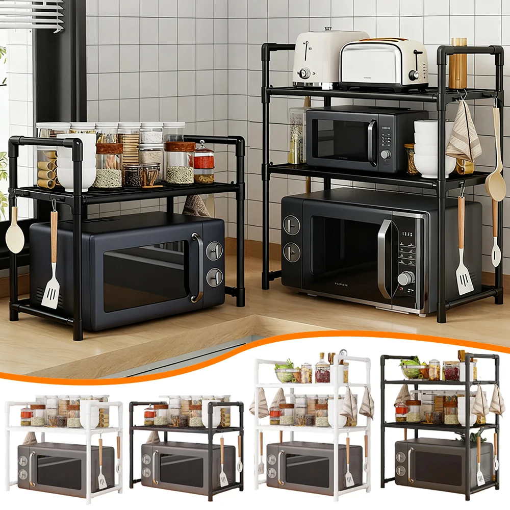 

Multi Layer Kitchen Storage Rack Microwave Shelf Condiment Organizer Storage Shelf Simple Countertop Seasoning Oven Shelves Tidy