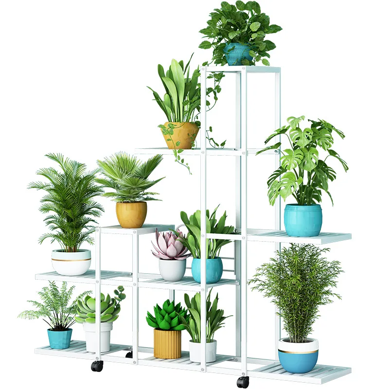 Multiple Plant Shelves Flower Stand For Pots For Living Room Iron Metal Outdoor Garden Display Shelf Holder Flower Rack