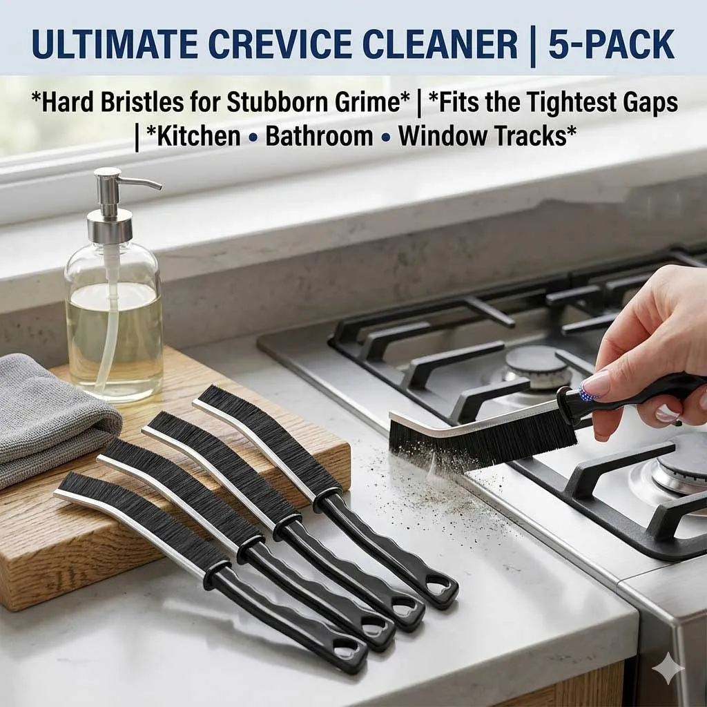 Ultra-Stiff Bristles Gap Cleaning Brush - Heavy Duty Crevice Cleaning Tool with Ergonomic Handle, Slim Grout Brush for Deep Cleaning Tile Lines, Shower, Corner, Sink