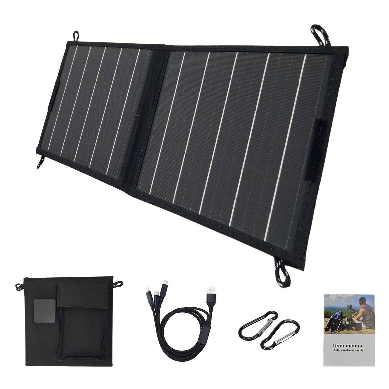 

10W USB Power Bank Folding Solar Charger Charging Devices With Tyep-c Ports Portable For Mobile Phone Outdoor Waterproof