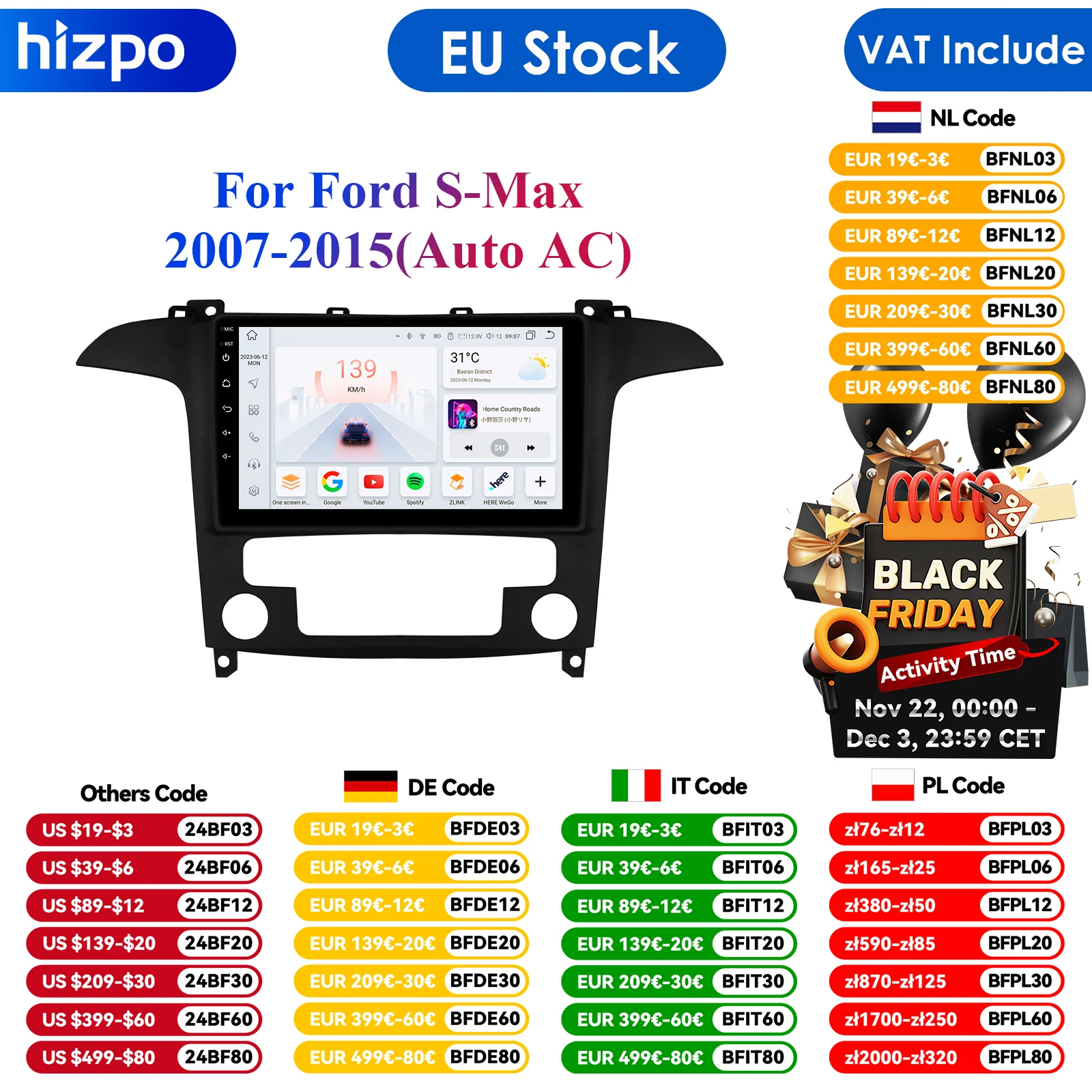 4G-LTE AI 2Din Android for Ford S Max S-MAX 2007-2015 Car Radio Multimedia Video Player Stereo Navigation GPS Carplay Autoradio