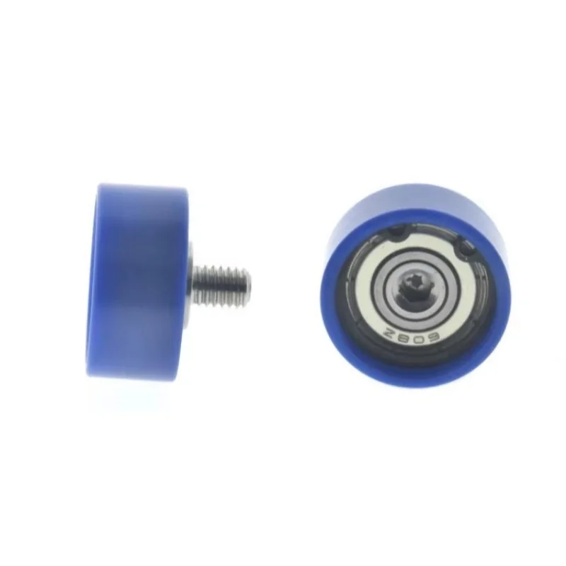 

1Pc 8x26x12mm MC nylon blue flat bearing snap ring fixed pulley external thread bearing wrapped plastic pulley