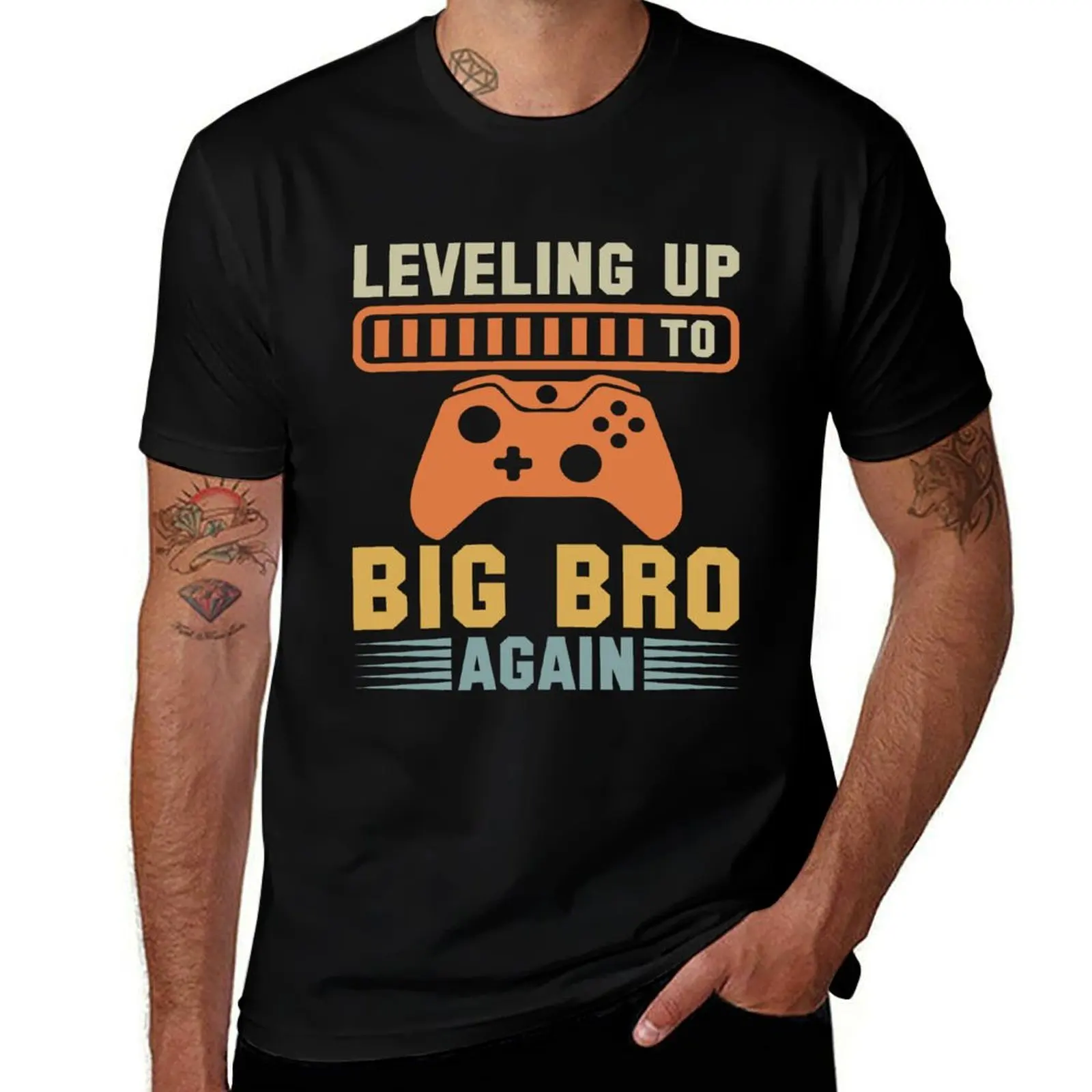 Vintage Leveling Up To Big Bro Again Kids Big Brother Again T-Shirt Festival Casual Short Sleeve T-Shirt