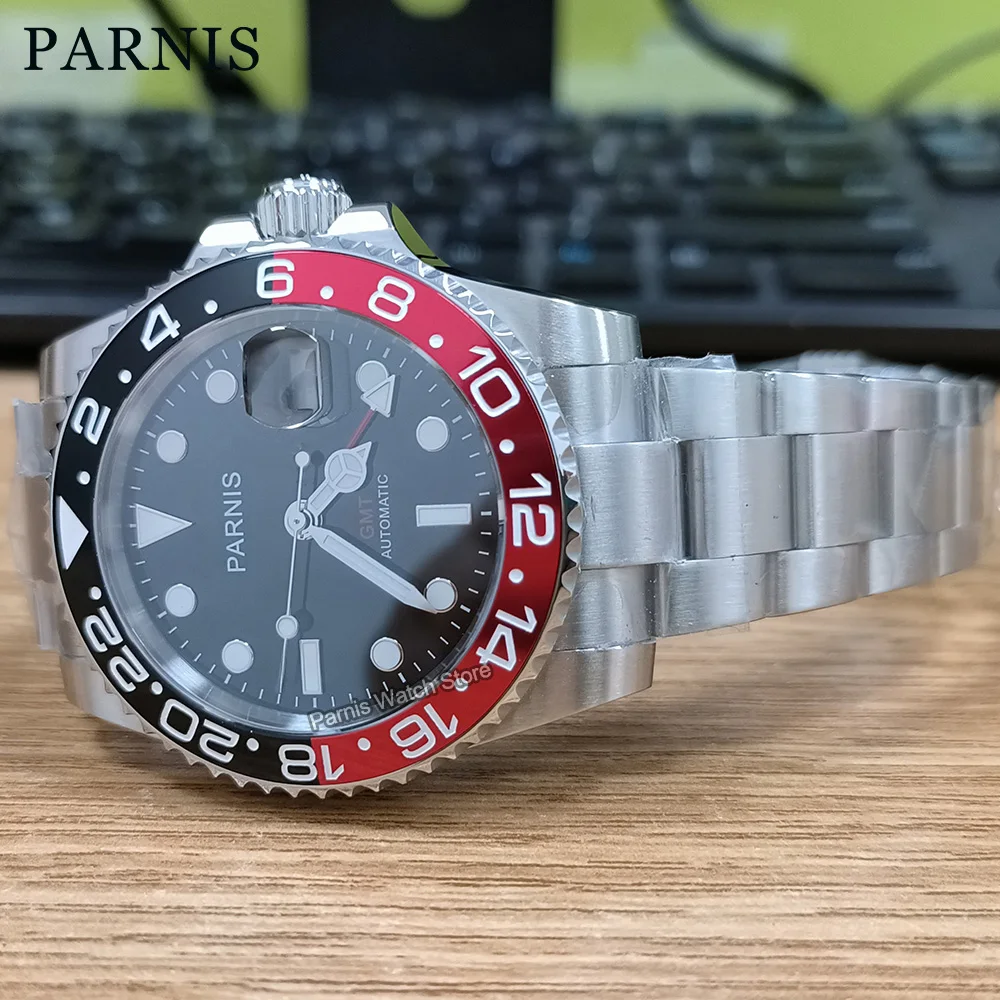 Parnis 40mm Sapphire Crystal GMT Automatic Movement Men's Boy Watch Luminous Marker Date  Men Gift