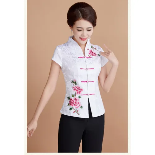 Imagen 2 del producto Ropa tradicional china para mujer, Tops Qipao Cheongsam Hanfu, estilo étnico, ropa de calle informal Vintage de verano