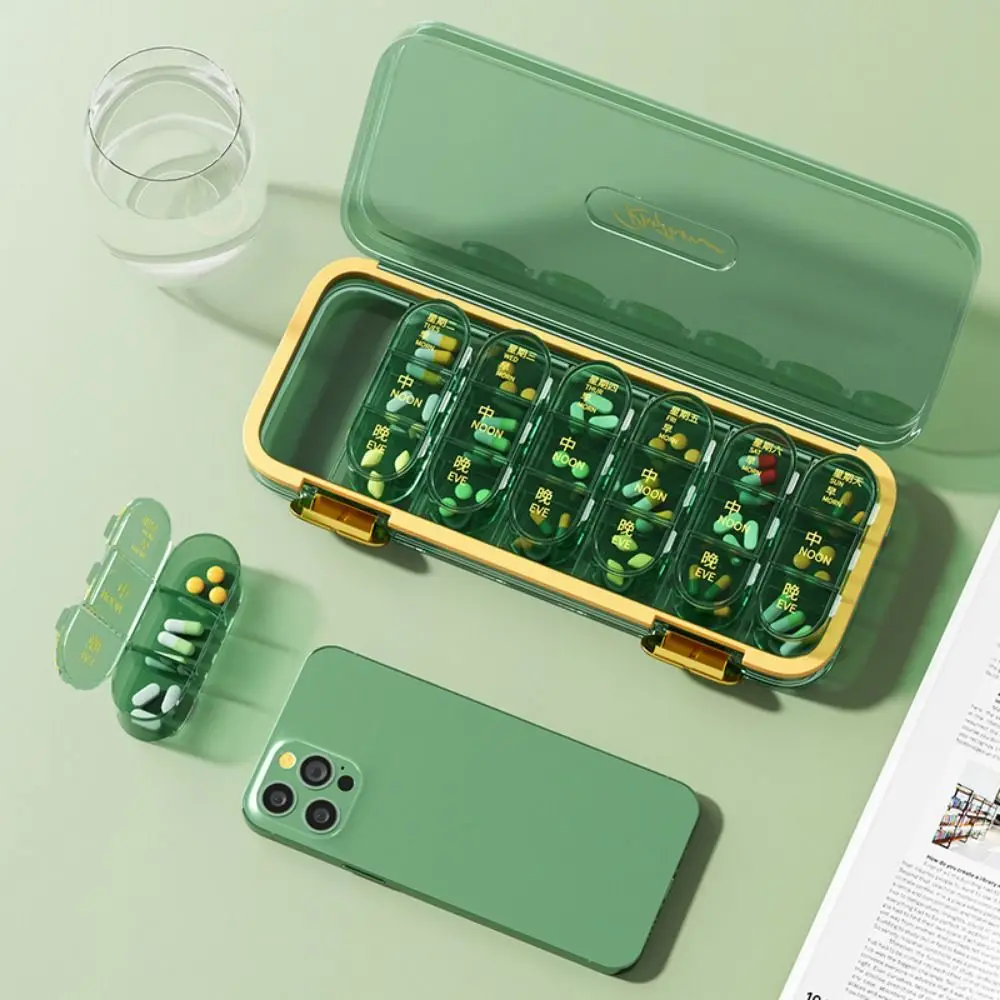 

Portable Weekly Pill Case Visual Large Capacity Large Compartment Pill Dispenser Moisture-Proof Sealed Seven-Day Pill Organizer