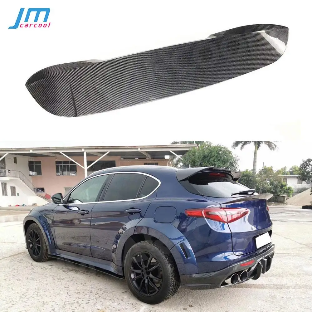 For Alfa Romeo Stelvio 2017 2018 2019 Rear Roof Spoiler Carbon Fiber Rear Windshield Wings Trim Cover Sticker Car Styling