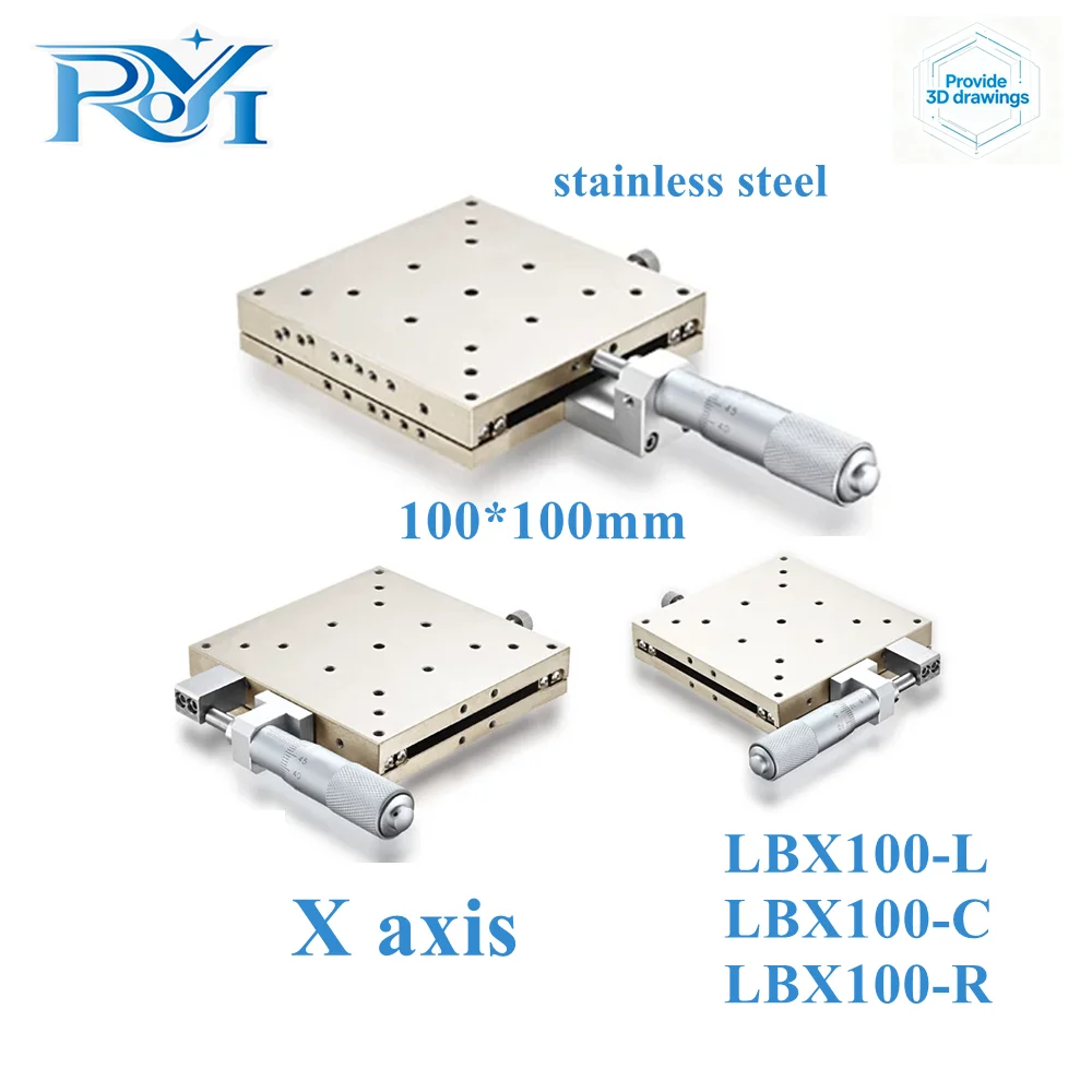 X‑Axis 100mm High-Precision Manual Linear Stage LBX100‑L/CR Stainless Steel Micro Adjustment Displacement Sliding Table Optical