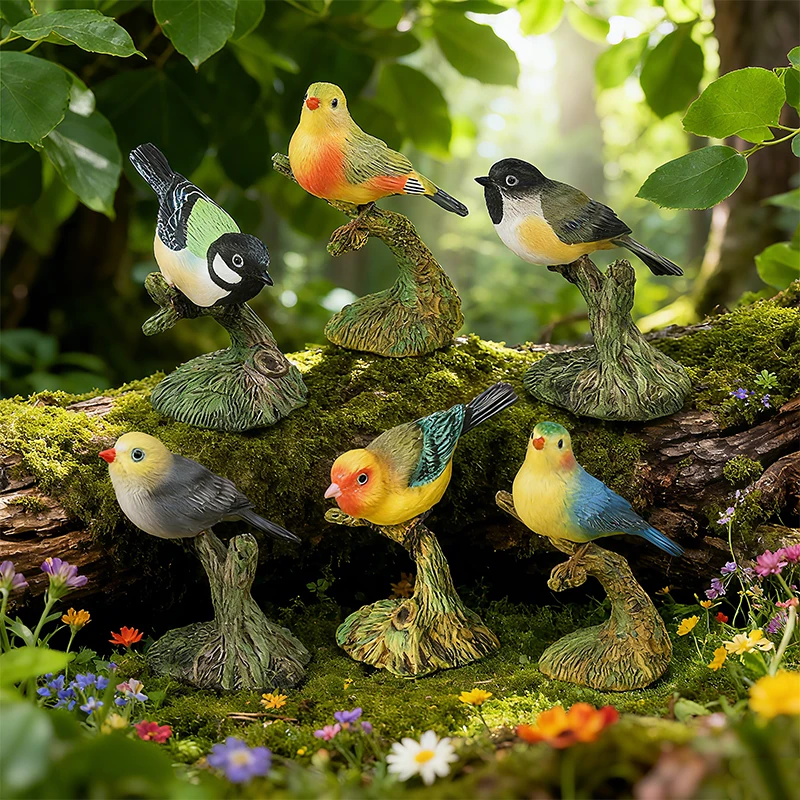 Oenux Bird Nest Animals Peacock Parrot Trogon Hornbill Owl Model PVC Action Figures Big Garden Decoration Cute Kids Toy Gift