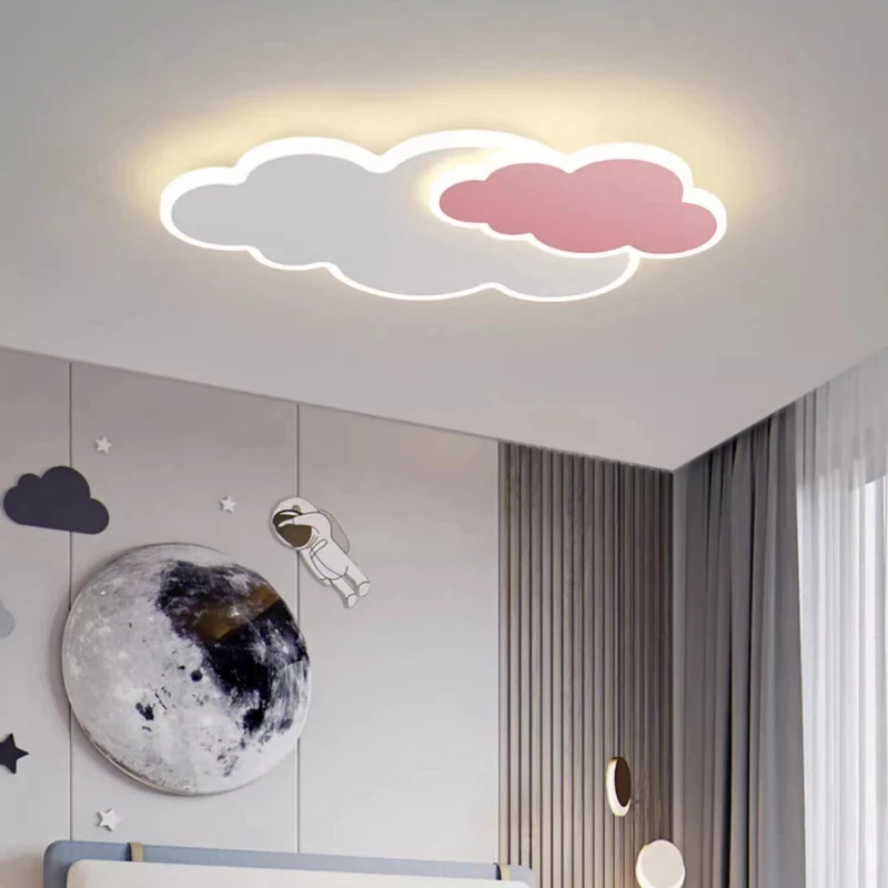 Creative Pink Cloud Ceiling Light LED Thin Lamp for Children's Room Bedroom Study Lamp Interior Nursery Eye-care Cartoon Lamp