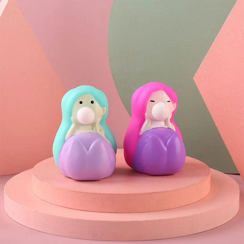 ลูกบอลคลายเครียดกันความเครียดรูปสัตว์น่ารักแบบใหม่ฟองคลายเครียดของเล่นนางเงือกของเล่น Relief คลายเครียดแบบนิ่มดุจ J101ของขวัญ