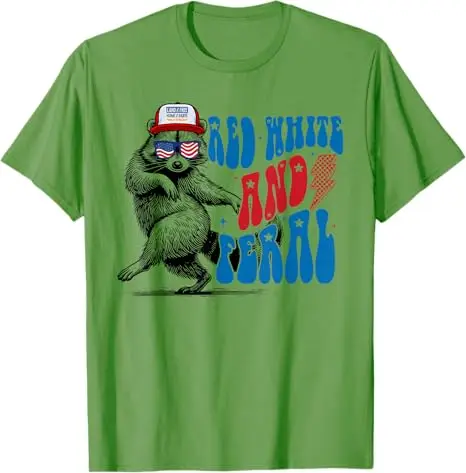 250. Unabhängigkeitstag 4. Juli T-Shirt mit Wildem und Freiem Otter, Rot-Weißes und Wildes Waschbär-Shirt für den 4. Juli, Stolzes USA-Tee-Shirt – Detail 5