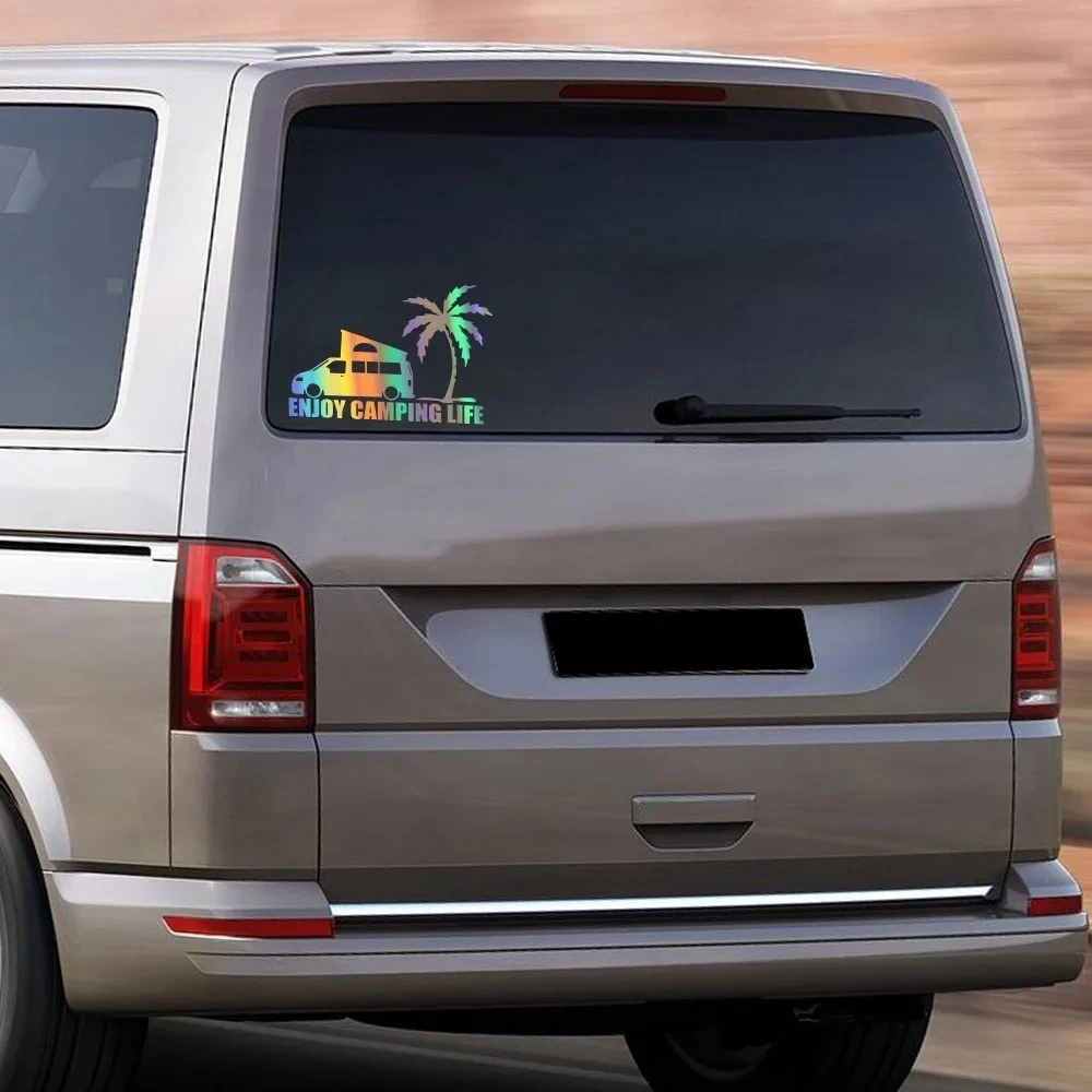 

Enjoy Camping Life Slogan Car Windshield Sticker Window Body Vinyl Decal Decoration For VW Volkswagen Transporter T4 T5 T8 Bus