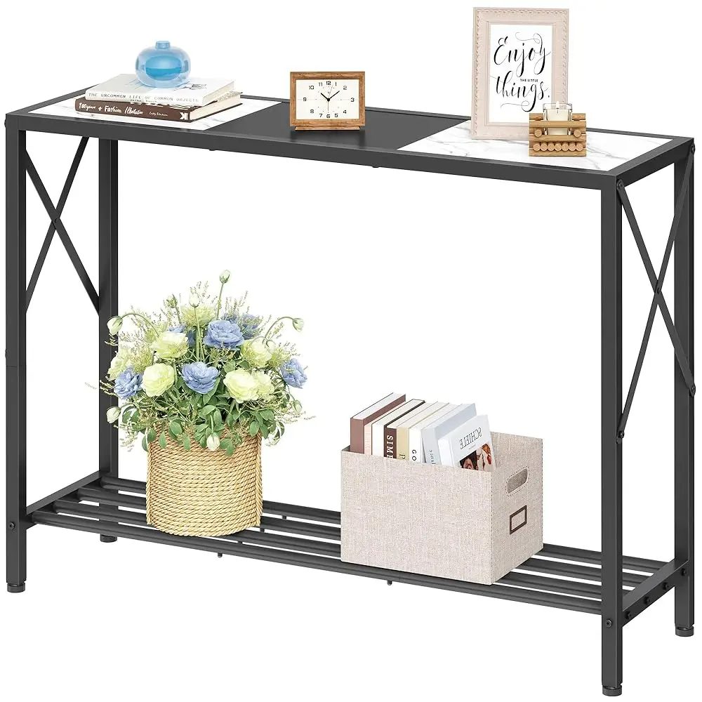 

Console Table, 2-Tier Entryway Table, 41.8”L Narrow Sofa Table With Shelves, Entrance Table For Hallway, Entryway, Living Room,