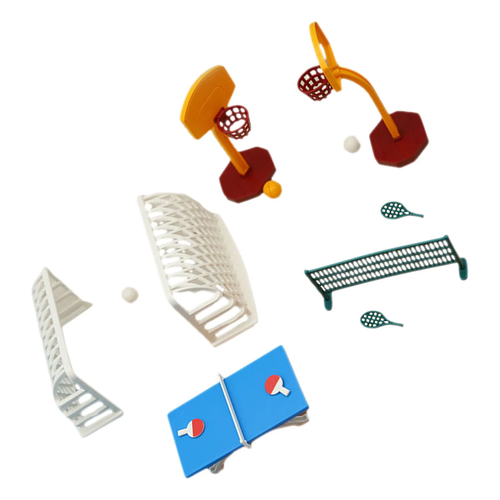 

1Set Mini House Sports Supplies Table Tennis Basketball Ornament Small Compact Kids Room Decoration -on Gift
