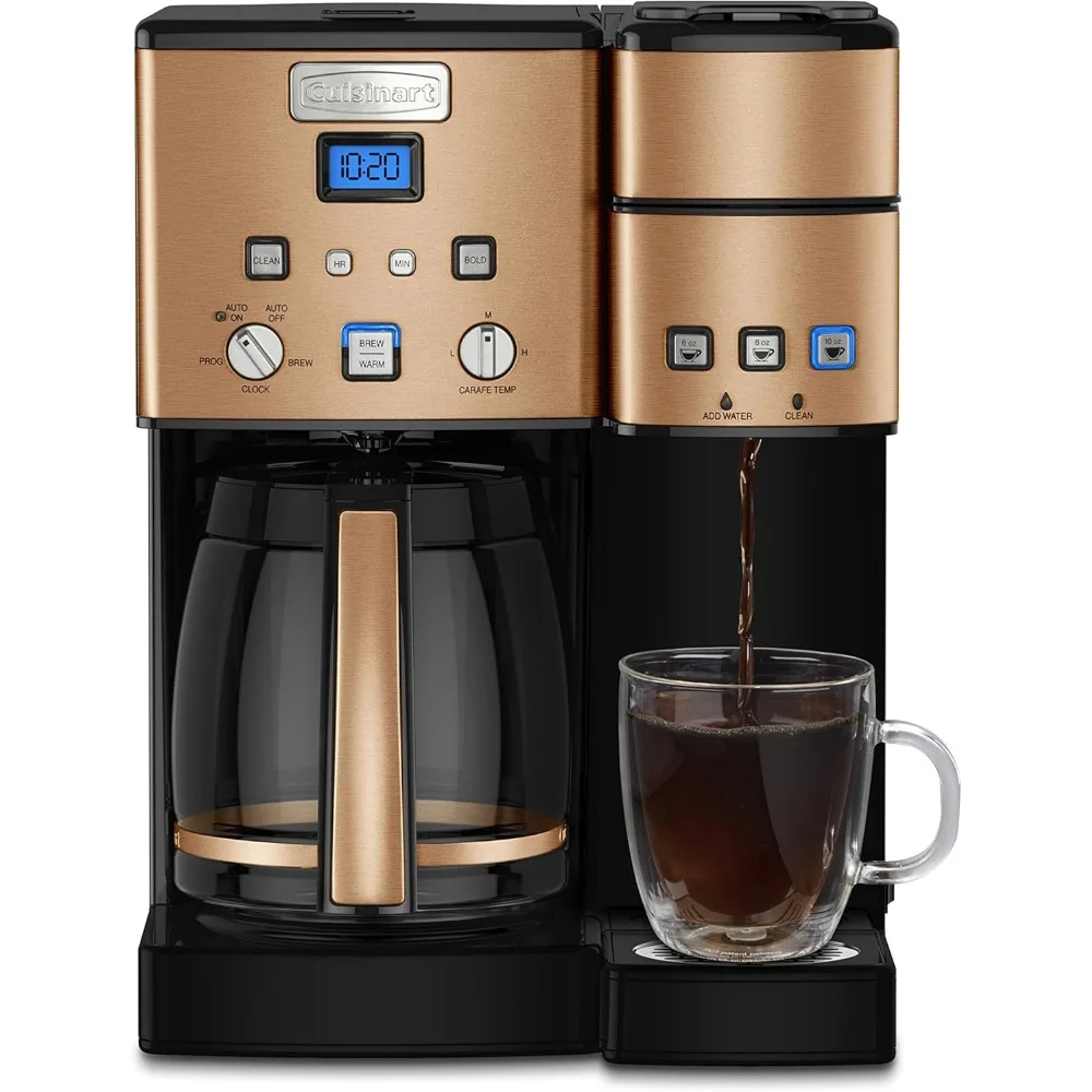 Single Serve + 12 Cup Coffee Maker, Offers 3-Sizes: 6-Ounces, 8-Ounces and 10-Ounces, Stainless Steel, SS-15CP, Copper