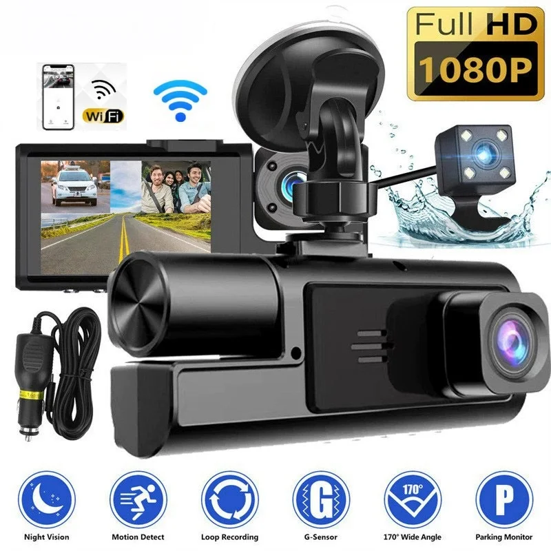 

A22 Driving Recorder 3 Cameras High-definition 1080P Triple Lens with Reversing Camera and WIFI Car DVR