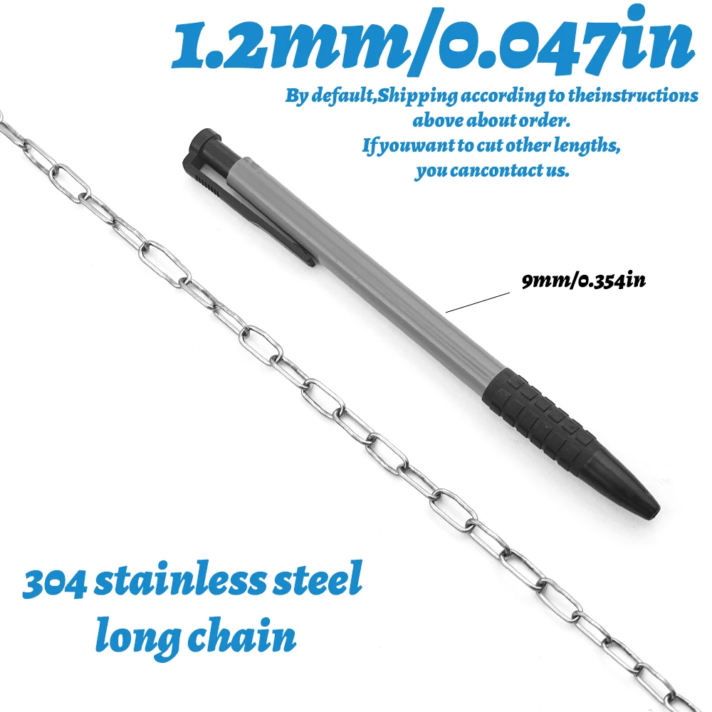 304 Edelstahlkette, 1–5 m, geschweißte, rostfreie Metallkette zum Aufhängen von Schaukeln, Haustierleine, Wäscheleine, Geländer, DIY-Projekten
