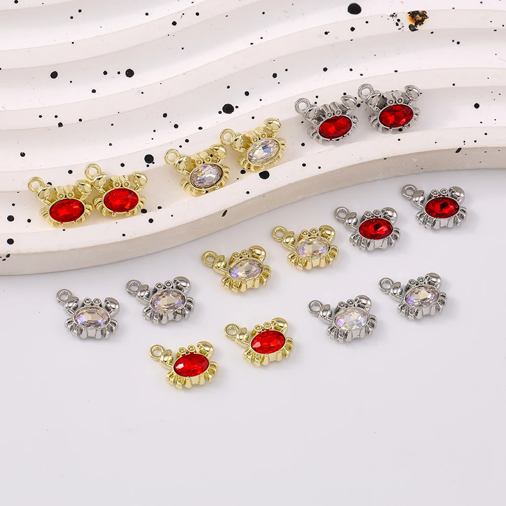 

5pcs Cute Gemstone CZ Crab Pendants Charms for Jewelry Making Necklace Earrings Bracelet DIY Handmade Accessories