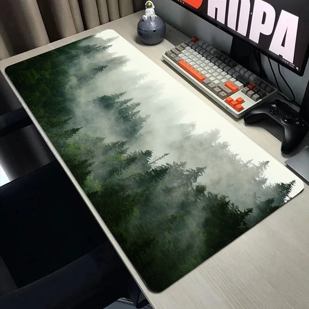 Podkładka pod mysz Foggy Mountain Forest Landscape Duża podkładka pod mysz do gier XXL Keyboard Gamer Desk Mat Anime 900x400 Gumowe długie podkładki pod mysz — zdjęcie produktu 3