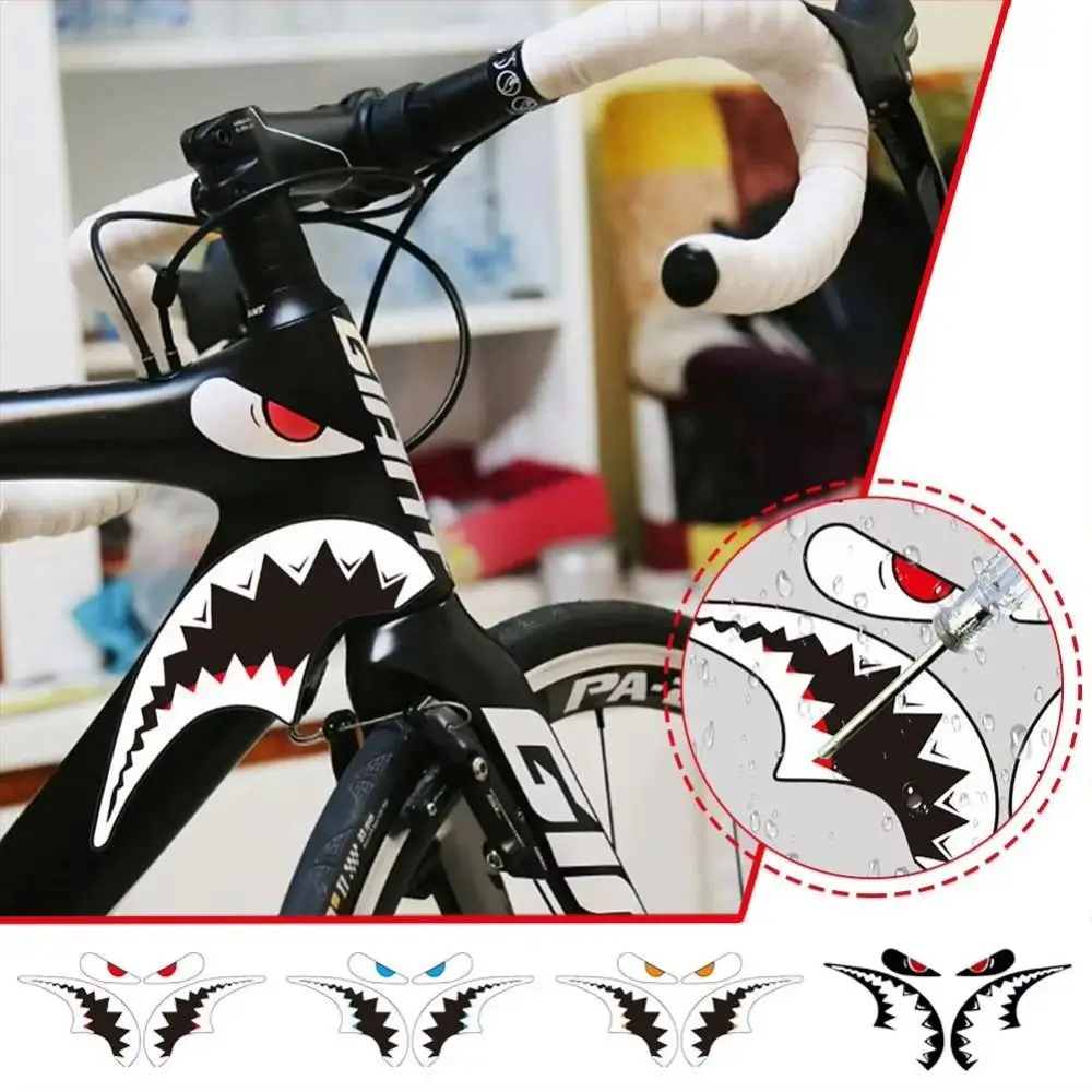 Heat-resistant Bicycle Frame Decorative Sticker Waterproof Reflective MTB Shark Head Tube Stickers Cycling Accessories