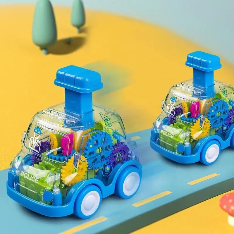 Camion de pompier de dessin animé, engrenage Transparent, véhicule à inertie, jouets mignons, Mini voitures en plastique pour enfants