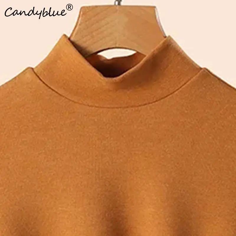 Half High Collar Loose Casual Solid Women's Pullover Half Sleeve Korean Fashion Luxury Female Versatility Bottoming Shirt 2023