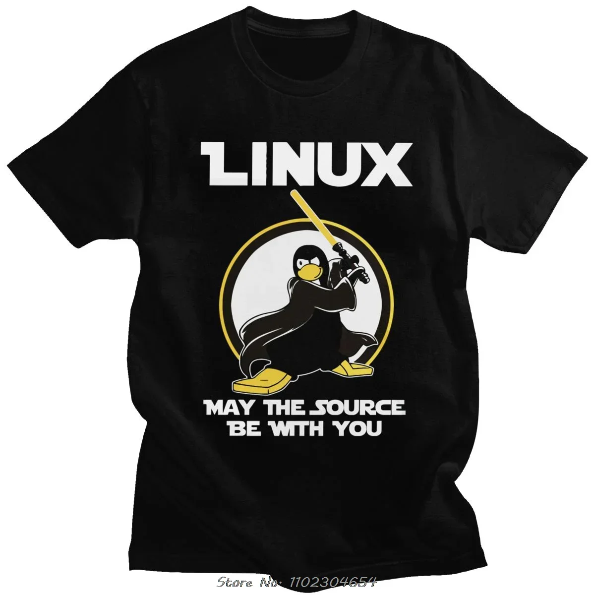 Linux May The Source Be with You Women's T-shirt Penguin Programmer Developer Programming Men T-shirt Coding Nerd Coder Tee Tops