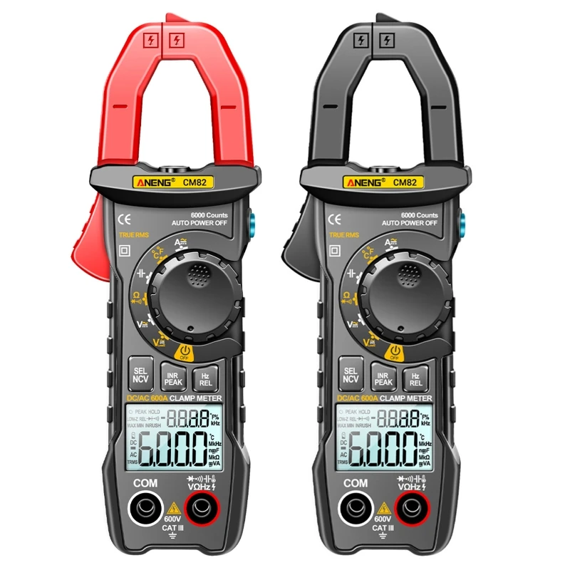 

Auto Ranging Digital Clamp Meter TRMS 6000 Counts with Backlight Amp Ohm Continuity Diode & Resistance Hz Test