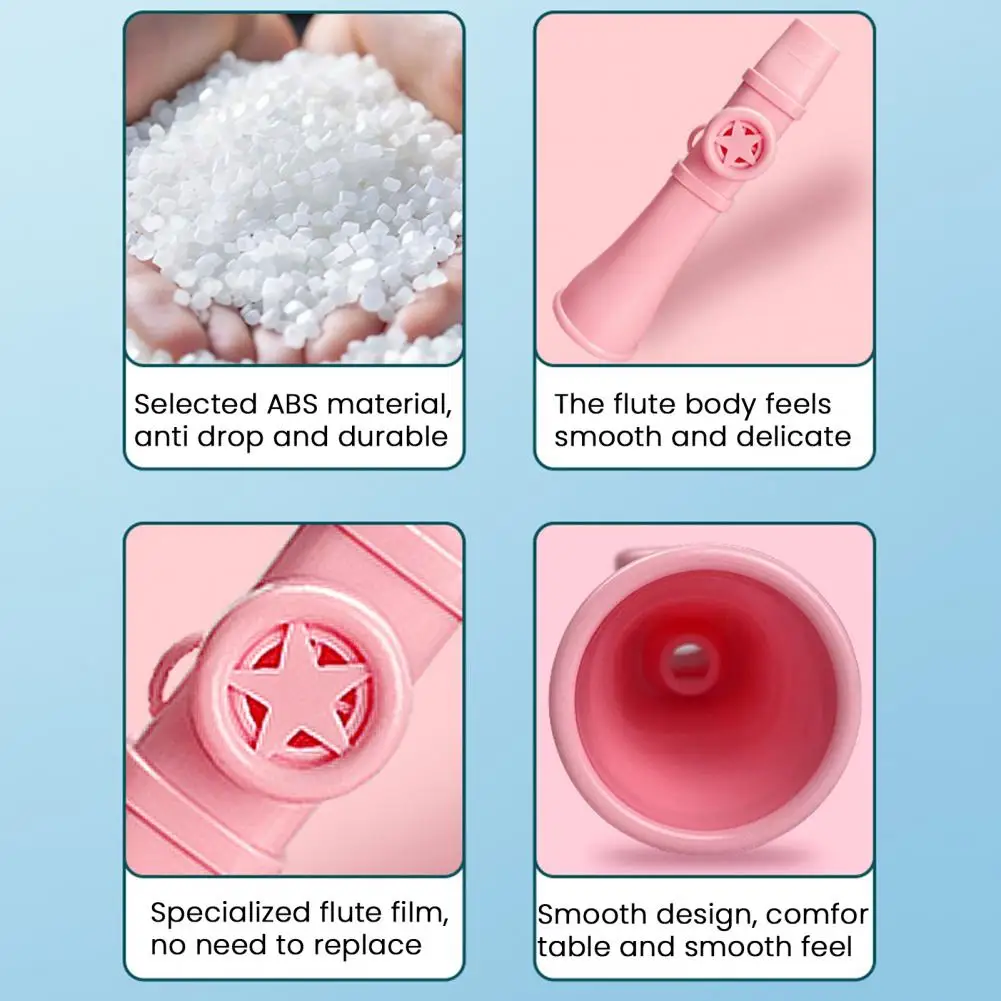 Kazoo de plástico com cordão, 13.5cm, fácil de aprender, flauta kazoo adulto, instrumento musical para guitarra, ukulele, violino, teclado de piano