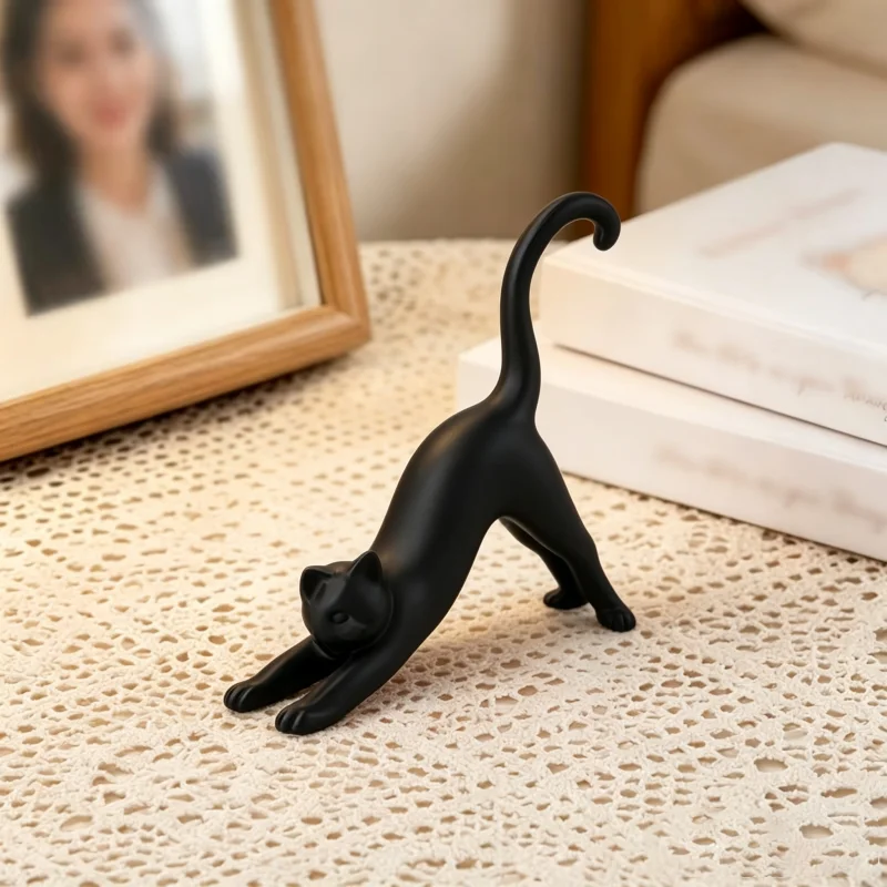 Photography Yoga - Yoga Stretch Cat Mini Sculpture,Abstract Kitty