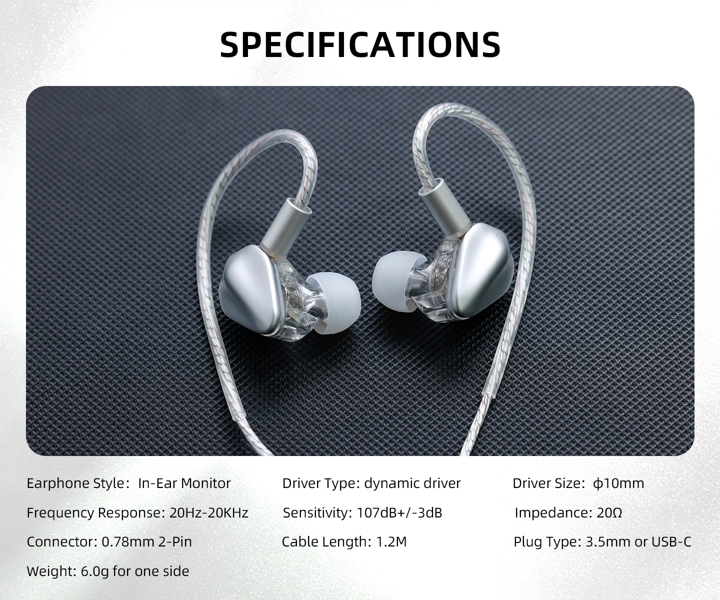 KEFINE Loric PU + Titan-Verbundmembran-In-Ear-Monitor-Kopfhörer mit abnehmbarem 0,78-mm-2-Pin-Anschluss – Detail 13
