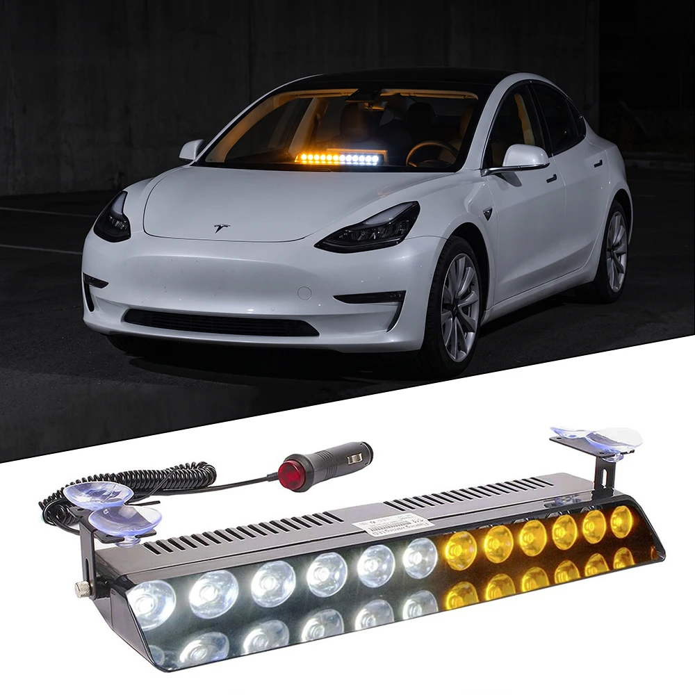 

Led Emergency Strobe Light Windshield Warning Lamp 12-Led Interior Dashboard Flashing Lights with Caution 12V for Car Truck SUV