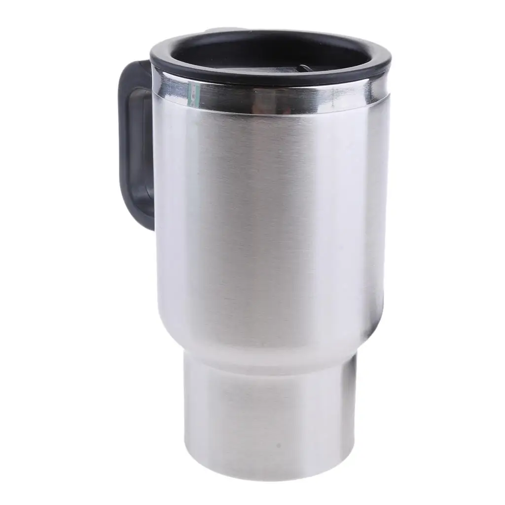 Taza calefactora de 500ml, taza calefactora aislante para coche, 12V, acero inoxidable, bebida de viaje, leche, agua, té, café, calentador de botellas, taza calentada