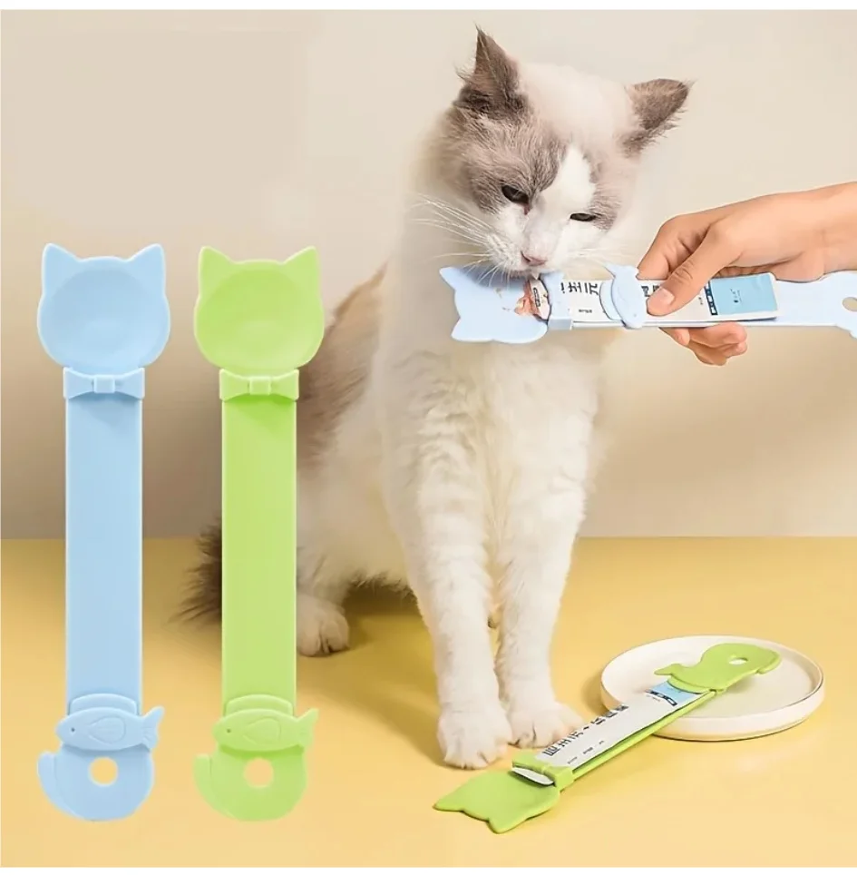

1/3PCS Cat Strip Feeder Spoon Long Handle Lickable Wet Food Feeder for Cats Pet Meat Mud Food Squeeze Dispense Spoon Pet Supplie