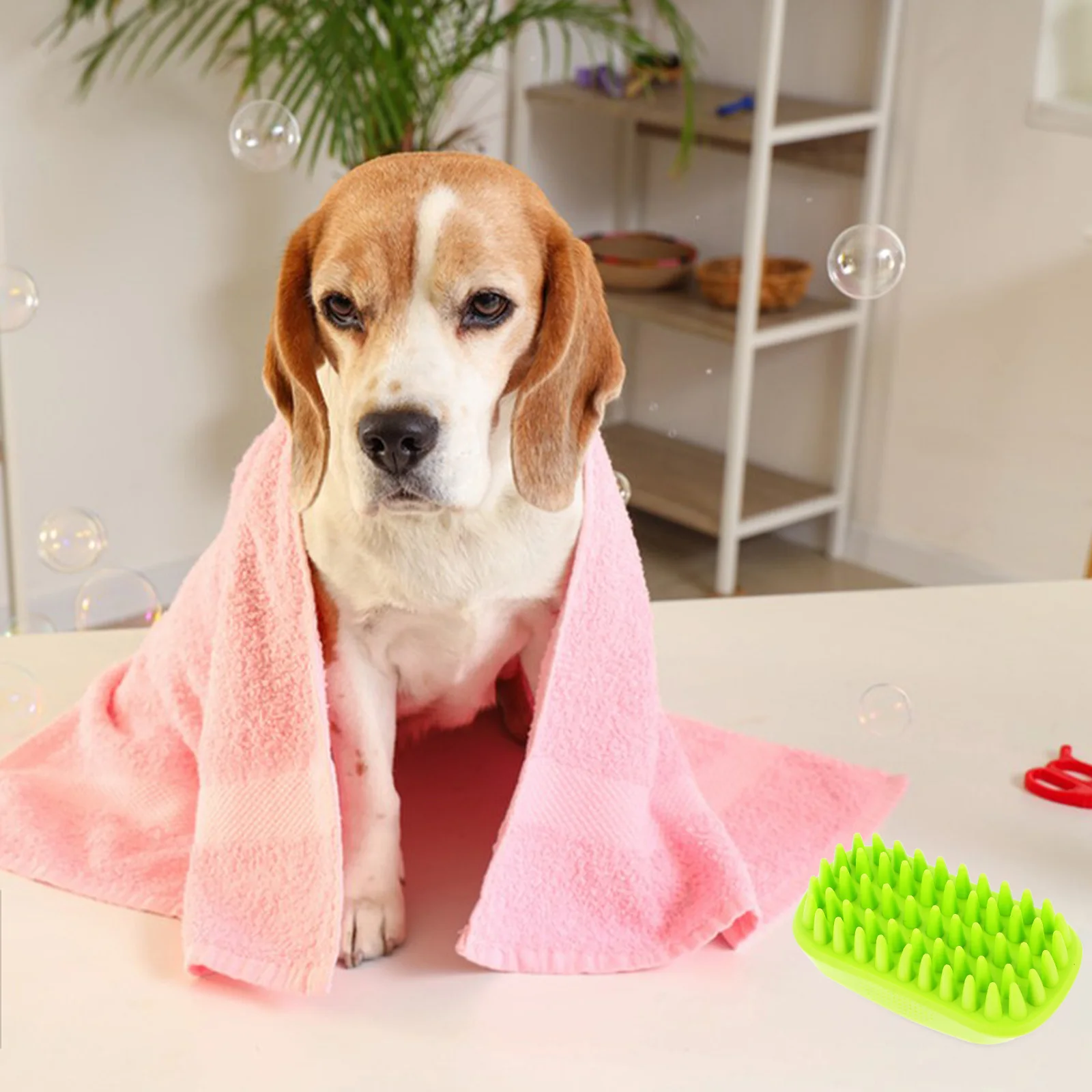 

Pet Silicone Shampoo Brush Soft Silicone Bristles Non-Slip Handle Dog Cat Bath Massage Shower Brush Shedding Removal Quick