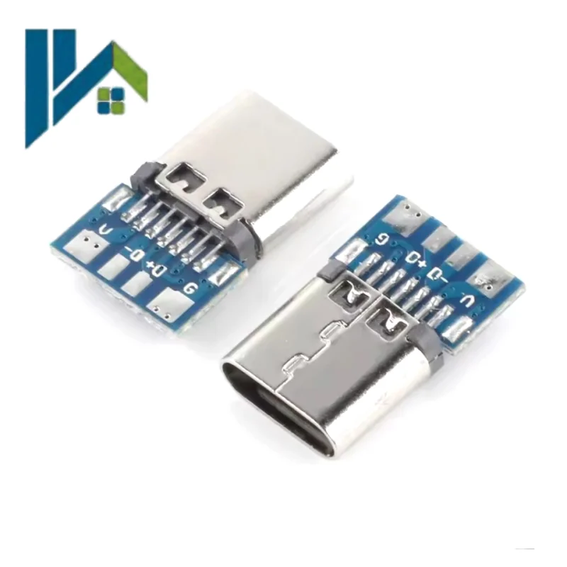 Double-sided front and back plug TYPE-C female head test board USB-3.1 four solder joints with PCB board female seat, connector