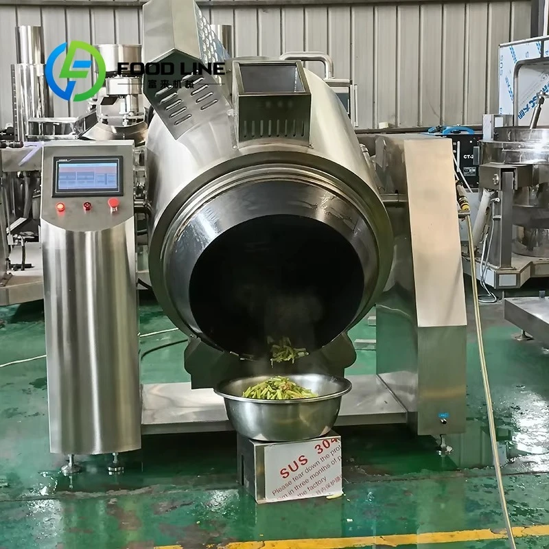 Comidas listas personalizadas, cocina Central, tambor de Gas, Robot para freír, máquina de cocina giratoria inteligente automática para verduras