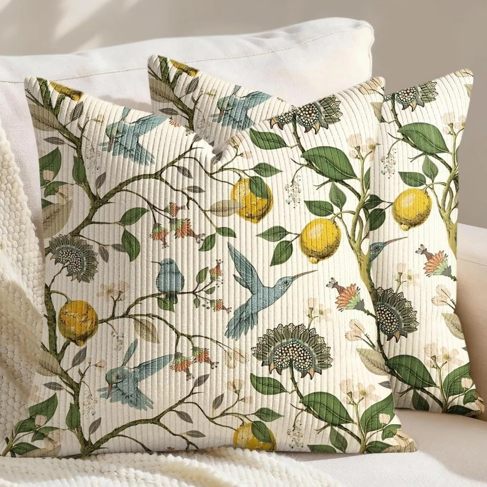 New Floral Pattern Throw Pillow Cover 18x18in Soft Cottage Pillowcase Double Side Zipper Farmhouse Pillow Cover Bedroom Decor